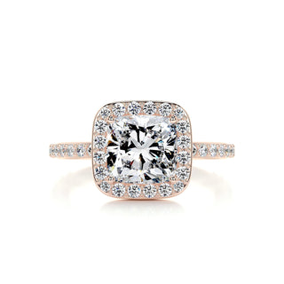 2.0ct Cushion Cut Halo Pave Diamond Moissanite Engagement Ring