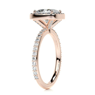 2.0ct Cushion Cut Halo Pave Diamond Moissanite Engagement Ring
