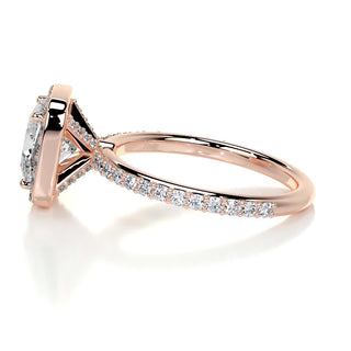 2.0ct Cushion Cut Halo Pave Diamond Moissanite Engagement Ring
