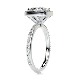 2.0ct Cushion Cut Halo Pave Diamond Moissanite Engagement Ring