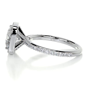 2.0ct Cushion Cut Halo Pave Diamond Moissanite Engagement Ring
