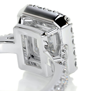 1.0 CT Emerald Cut Halo Pave Diamond Moissanite Engagement Ring