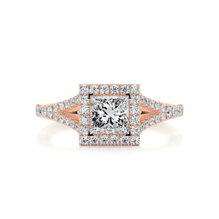1.0 CT Princess Cut Halo Split Shank Moissanite Engagement Ring