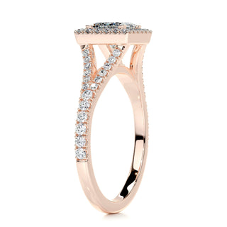 1.0 CT Princess Cut Halo Split Shank Moissanite Engagement Ring