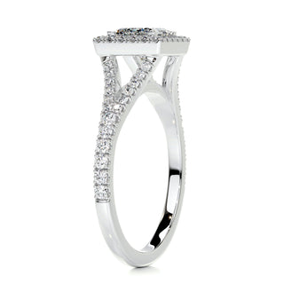 1.0 CT Princess Cut Halo Split Shank Moissanite Engagement Ring