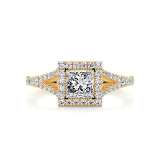 1.0 CT Princess Cut Halo Split Shank Moissanite Engagement Ring