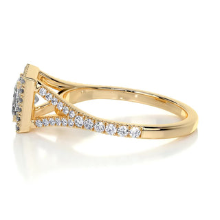 1.0 CT Princess Cut Halo Split Shank Moissanite Engagement Ring