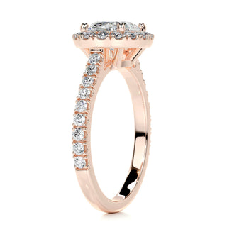 1.0 CT East West Oval Cut Halo Pave Diamond Moissanite Engagement Ring