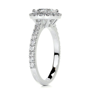 1.0 CT East West Oval Cut Halo Pave Diamond Moissanite Engagement Ring