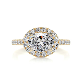 1.0 CT East West Oval Cut Halo Pave Diamond Moissanite Engagement Ring