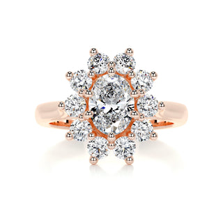1.0 CT Oval Cut Flower Halo Diamond Moissanite Engagement Ring