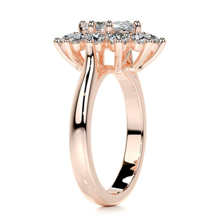 1.0 CT Oval Cut Flower Halo Diamond Moissanite Engagement Ring