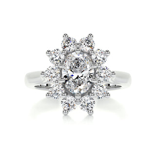 1.0 CT Oval Cut Flower Halo Diamond Moissanite Engagement Ring
