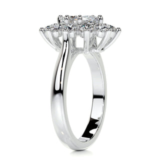 1.0 CT Oval Cut Flower Halo Diamond Moissanite Engagement Ring