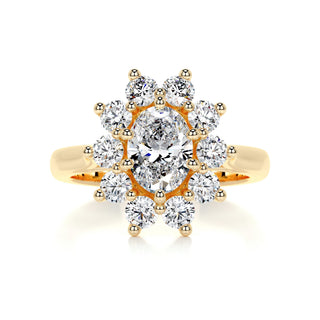 1.0 CT Oval Cut Flower Halo Diamond Moissanite Engagement Ring
