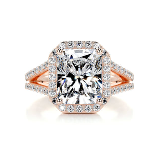 3.0ct Radiant Cut Halo Split Shank Moissanite Diamond Engagement Ring
