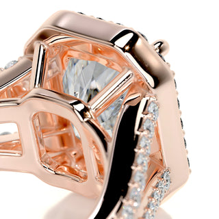 3.0ct Radiant Cut Halo Split Shank Moissanite Diamond Engagement Ring