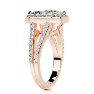3.0ct Radiant Cut Halo Split Shank Moissanite Diamond Engagement Ring