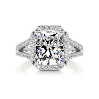 3.0ct Radiant Cut Halo Split Shank Moissanite Diamond Engagement Ring