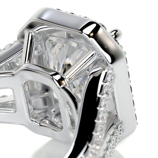 3.0ct Radiant Cut Halo Split Shank Moissanite Diamond Engagement Ring