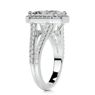 3.0ct Radiant Cut Halo Split Shank Moissanite Diamond Engagement Ring