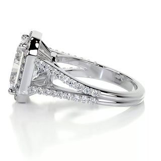 3.0ct Radiant Cut Halo Split Shank Moissanite Diamond Engagement Ring