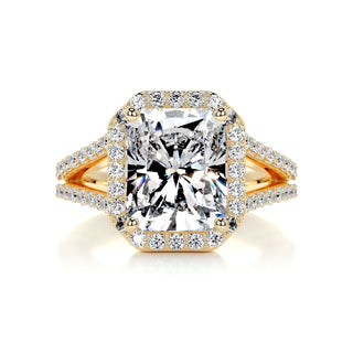 3.0ct Radiant Cut Halo Split Shank Moissanite Diamond Engagement Ring