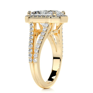 3.0ct Radiant Cut Halo Split Shank Moissanite Diamond Engagement Ring