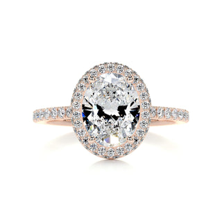 2.0ct Oval Cut Halo Pave Diamond Moissanite Engagement Ring