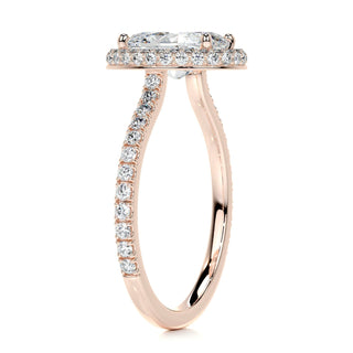2.0ct Oval Cut Halo Pave Diamond Moissanite Engagement Ring