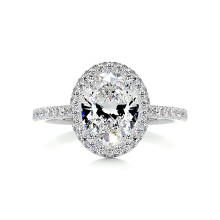 2.0ct Oval Cut Halo Pave Diamond Moissanite Engagement Ring