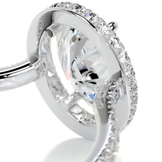 2.0ct Oval Cut Halo Pave Diamond Moissanite Engagement Ring