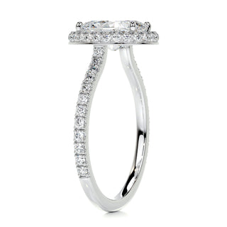 2.0ct Oval Cut Halo Pave Diamond Moissanite Engagement Ring