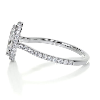2.0ct Oval Cut Halo Pave Diamond Moissanite Engagement Ring
