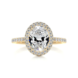 2.0ct Oval Cut Halo Pave Diamond Moissanite Engagement Ring