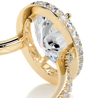 2.0ct Oval Cut Halo Pave Diamond Moissanite Engagement Ring