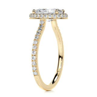 2.0ct Oval Cut Halo Pave Diamond Moissanite Engagement Ring