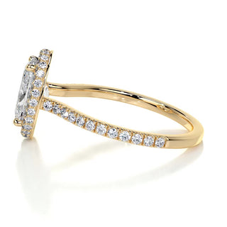 2.0ct Oval Cut Halo Pave Diamond Moissanite Engagement Ring