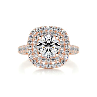 1.0 CT Round Cut Double Halo Pave Diamond Moissanite Engagement Ring