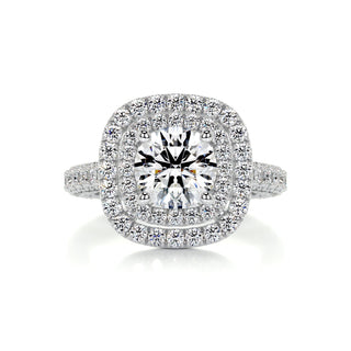 1.0 CT Round Cut Double Halo Pave Diamond Moissanite Engagement Ring
