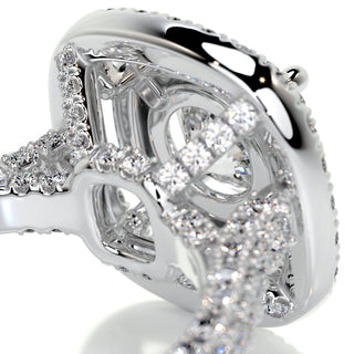 1.0 CT Round Cut Double Halo Pave Diamond Moissanite Engagement Ring