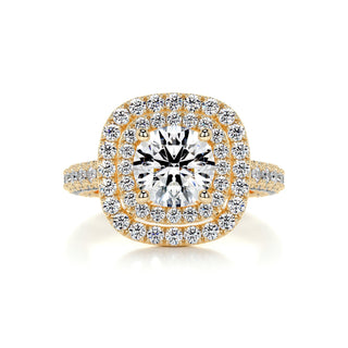 1.0 CT Round Cut Double Halo Pave Diamond Moissanite Engagement Ring