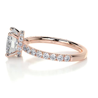 Sparkling 2.0ct cushion hidden halo moissanite ring close up of the setting image 3