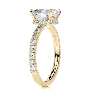 Sparkling 2.0ct cushion hidden halo moissanite ring angled view showing its sparkle image 4