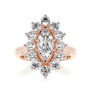 1.0 CT Marquise Halo Solitaire Moissanite Diamond Engagement Ring