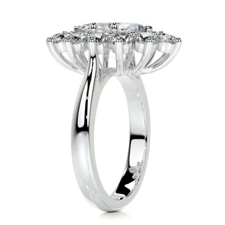 1.0ct Marquise Cut Halo Moissanite Diamond Engagement Ring