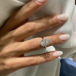 1.0 CT Marquise Halo Solitaire Moissanite Diamond Engagement Ring