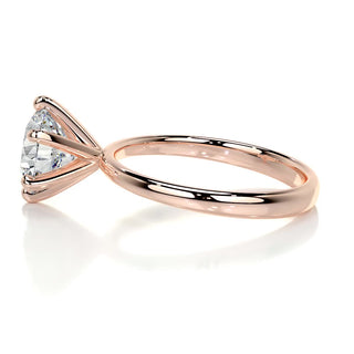 Timeless 2.0ct round solitaire moissanite ring shown on a finger