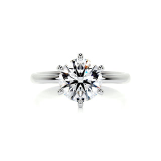 Timeless 2.0ct round solitaire moissanite ring top view