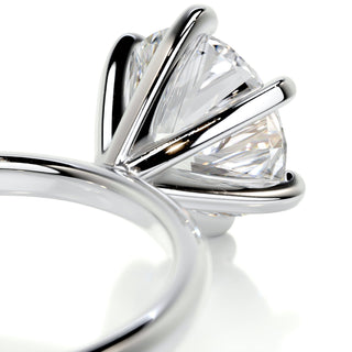 Timeless 2.0ct round solitaire moissanite ring three quarter angled view